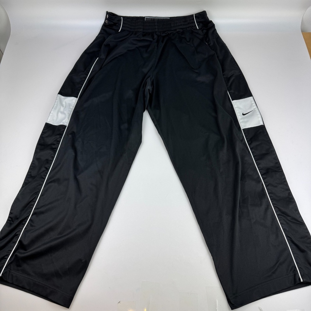 Vintage Y2K Nike Basketball Mens Size XL Tear Away Snap Button Pants Baggy Black